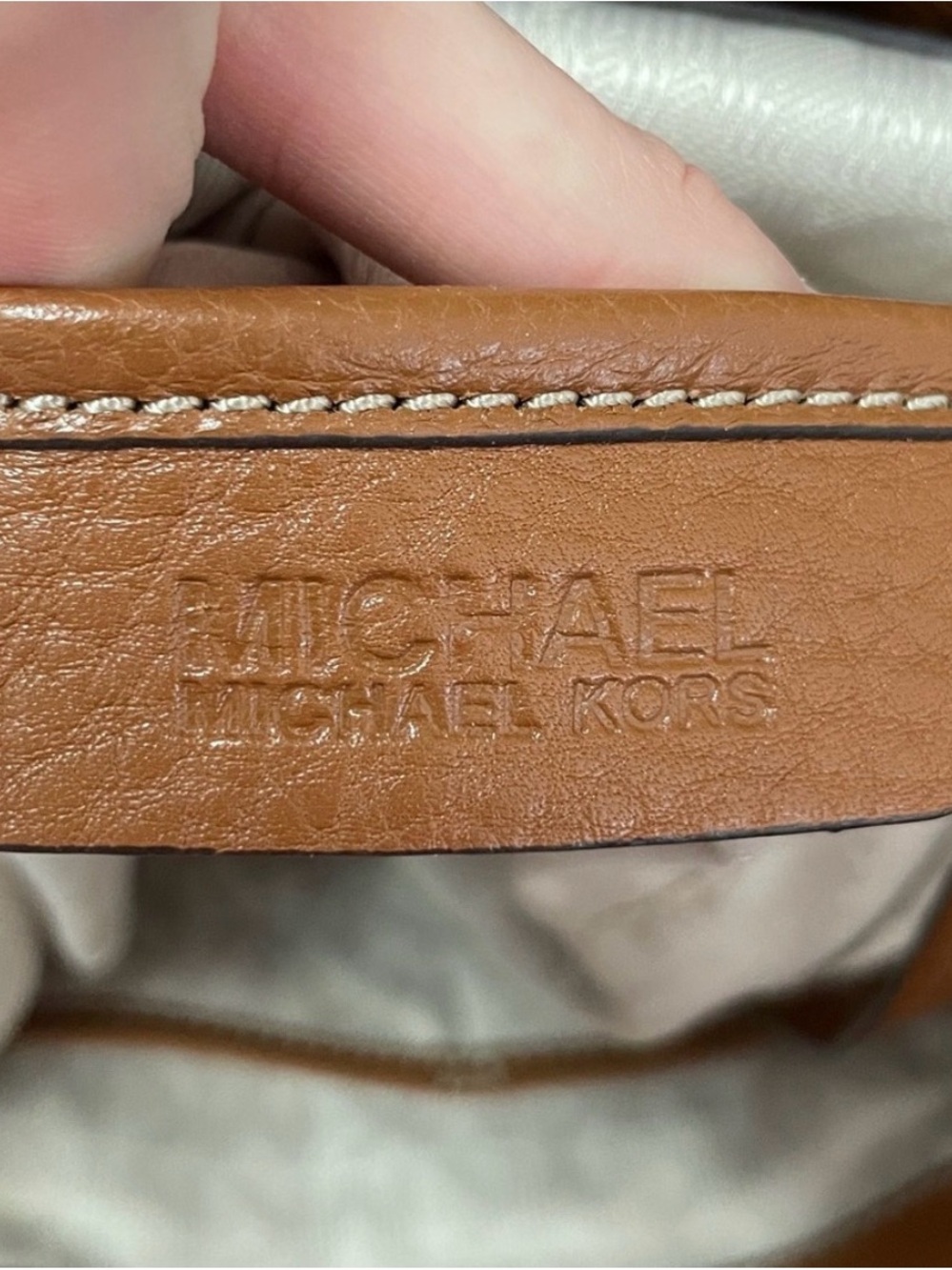 Michael Kors Tan Leather & Dark Denim Tote - Picture 11 of 11